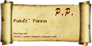 Pakó Panna névjegykártya
